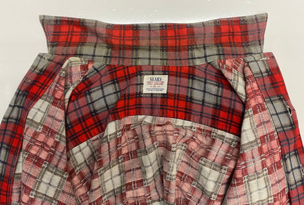 【曜日割引対象外】 ヴィンテージ vintage 60's シアーズ Sears プリントネル 長袖シャツ レッド Mサイズ 201MT-3860 VB
