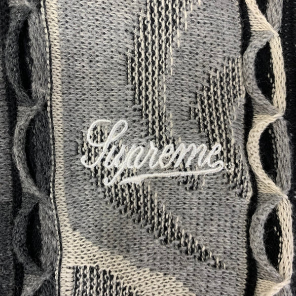 シュプリーム SUPREME ジップアップ 半袖 カットソー パイル地 ネイティブ柄 半袖ポロシャツ 半袖カットソー ブラック Mサイズ 201MT-4298