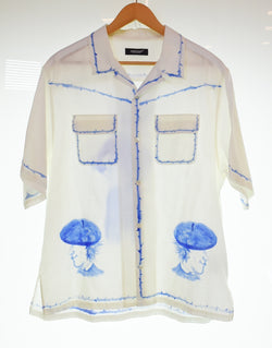 アンダーカバー UNDERCOVER ハンドペイント 開襟 オープンカラー シャツ 21ss 3 半袖シャツ ホワイト Lサイズ 103MT-3461