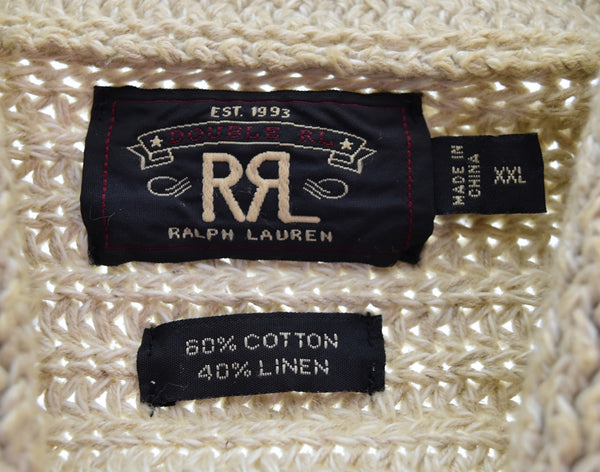 ダブルアールエル RRL 00s ショールカラーガウン コットンリネン 00's 一つ星 カーディガン ベージュ 3Lサイズ 103MT-3548