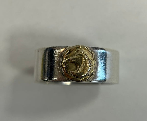 タディ&キング TADY&KING K18×Silver ウルフ柄 平打ちリング メンズジュエリー・アクセサリー インディアンジュエリー 指輪・リング シルバー 101goods-184