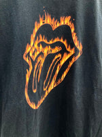 バンドTシャツ BAND-T 90s 90's ローリングストーンズ The Rolling Stones Flaming Tongue ロゴ ヴィンテージ 古着   XL Tシャツ プリント ブラック LLサイズ 101MT-2238
