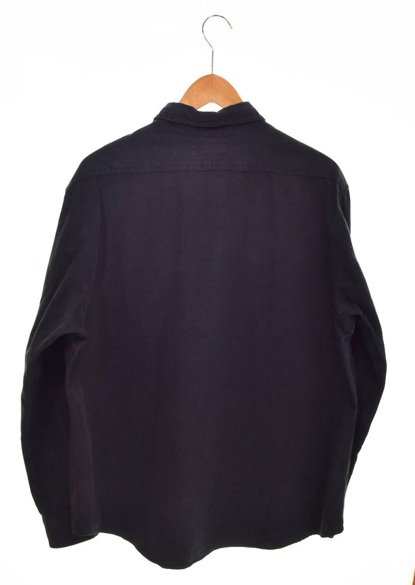 ラルフローレン RalphLauren 90s ハーフジップシャツ TALONジップ チンストラップ 長袖シャツ ブラック LLサイズ 103MT-2654