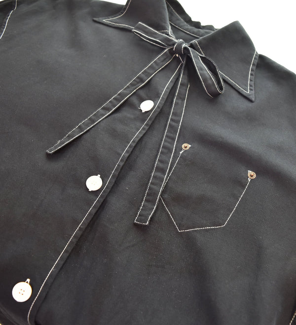 メゾンマルジェラ MM6 Maison Margiela 18SS リボンシャツ S32AM0280 長袖シャツ ブラック 38 103LT-129