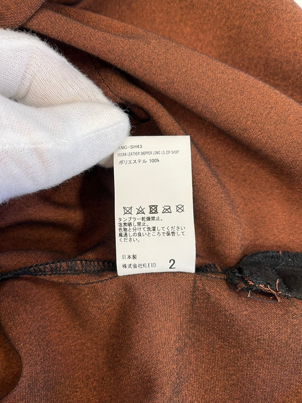 アンセルム ANCELLM VEGAN LEATHER SKIPPER LONG LS ZIP SHIRT ヴィーガンレザースキッパーロングロングスリーブジップシャツ ANC-SH43 サイズ2 長袖シャツ ブラウン 101MT-4986