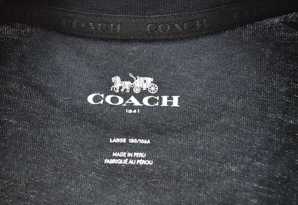 コーチ COACH ホースアンド キャリッジテープ 半袖Tシャツ 黒 79496 Tシャツ ブラック Lサイズ 103MT-2667