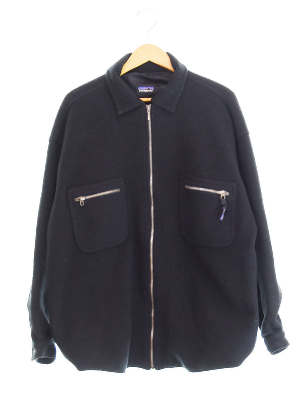 パタゴニア PATAGONIA 95年製 90s USA製 シンチラオーバーシャツ フリースシャツ フリースジャケット 21200F5 長袖シャツ ブラック 103MT-2483