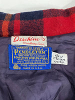 ペンドルトン PENDLETON  70's 70年代 Wネーム ウール テーラードジャケット チェック くるみボタン vintage ヴィンテージ アメリカ製 MADE IN USA ジャケット レッド Lサイズ 101MT-4192