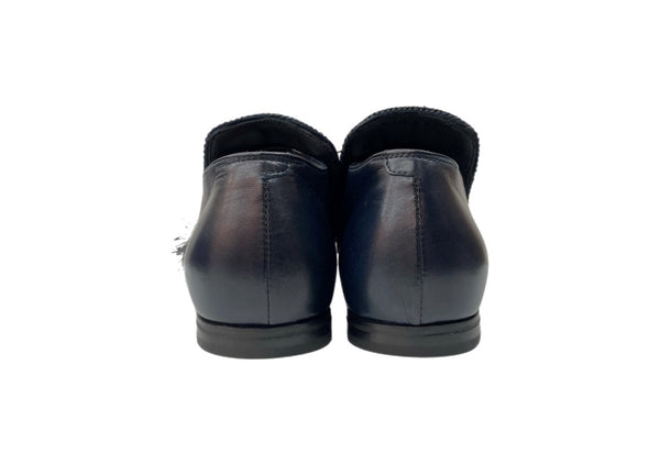 ボッテガヴェネタ BOTTEGA VENETA DRESS SHOES ドレス シューズ フリンジ スエード スリッポン 紺 メンズ靴 ローファー ネイビー サイズ 40 104S-1004