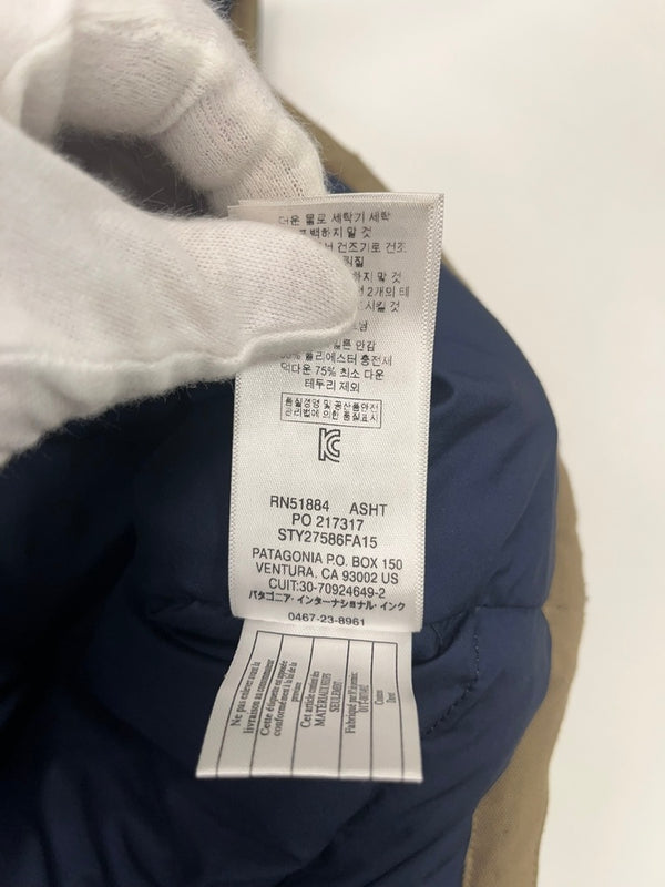 パタゴニア PATAGONIA 2015年製 Bivy Down Vest ビビーダウンベスト アウトドア 茶 紺 バイカラー 27586FA15 ベスト ベージュ Sサイズ 101MT-5127