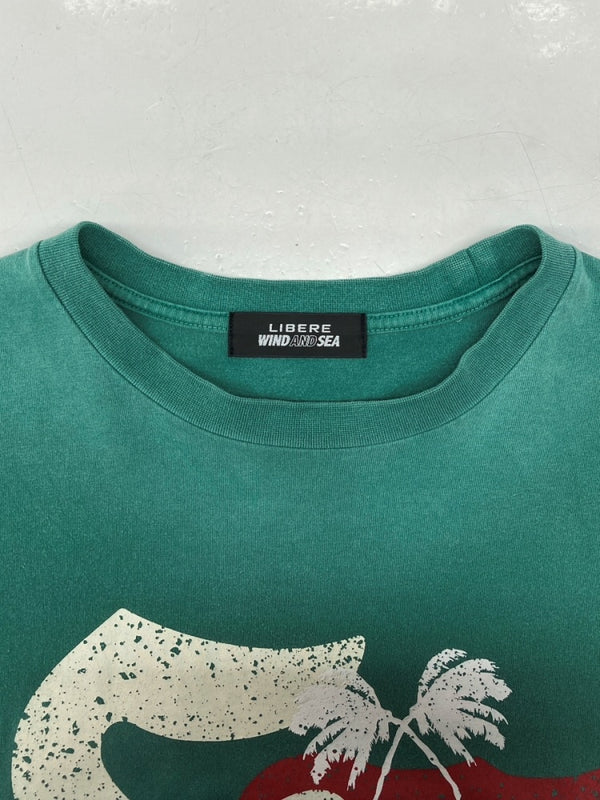 リベーレ LIBERE 24SS × WIND AND SEA ウィンダンシー Logo Tee ロゴ Tシャツ ヴィンテージ風 半袖 カットソー 緑 Tシャツ ロゴ グリーン Sサイズ 104MT-1134