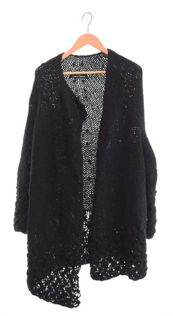 トリココムデギャルソン tricot COMME des GARCONS AD2004 00s 00's 変形ローゲージカーディガン アシンメトリー ガウン TN-N022 カーディガン ブラック 103LT-130