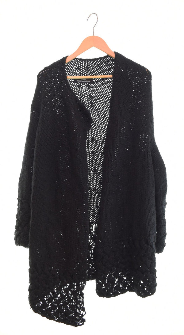 トリココムデギャルソン tricot COMME des GARCONS AD2004 00s 00's 変形ローゲージカーディガン アシンメトリー ガウン TN-N022 カーディガン ブラック 103LT-130