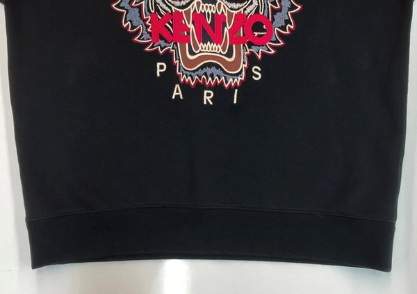 ケンゾー KENZO LOGO SWEATSHIRT ロゴ スウェット クルーネック 虎柄 トレーナー 長袖 黒 FA62SW8244XA スウェット 刺繍 ブラック XLサイズ 104MT-1628