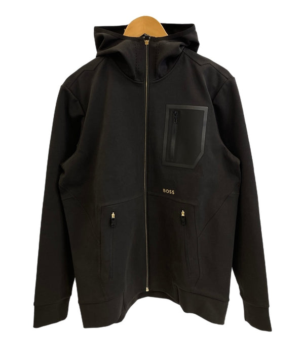 ボス BOSS HUGO BOSS ライトアウター フーディ パーカー 黒 ジャケット ブラック Mサイズ 101MT-3958