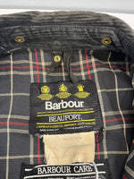 バブアー BARBOUR 90's 90年代 3ワラント BEAUFORT ビューフォート ワックス コットン オイルドジャケット ハーフコート VINTAGE ヴィンテージ A155 C38 ジャケット ネイビー 101MT-5339