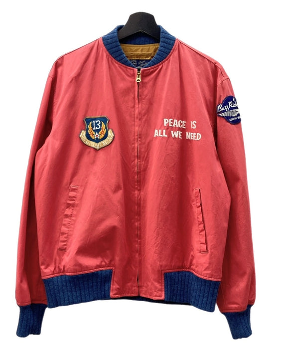 バズリクソンズ BUZZ RICKSON'S × PEANUTS ピーナッツ TOUR JACKET ツアー ジャケット スヌーピー アウター ロゴ 刺繍 赤 BR14073 サイズ 38 ジャケット キャラクター レッド 104MT-1295
