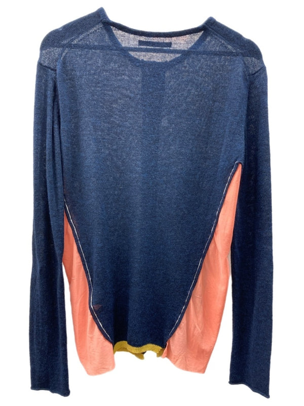 ワイズ Y's ヨウジヤマモト Yohji Yamamoto ラウンドネック ボレロ フロントボタン ウール 毛 モード バイカラー NAVY 紺 PINK ピンク YQ-K92-879 カーディガン ネイビー SIZE2 104LT-228