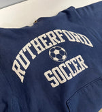 チャンピオン Champion 90s～ ヴィンテージ vintage 刺繍タグ リバースウィーブ REVERSE WEAVE US古着 サッカー 3段プリント パーカ ネイビー Lサイズ 101MT-4159