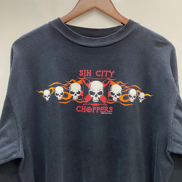 【曜日割引対象外】 ファッションビクティム Fashion Victim 00's SIN CITY CHOPPERS 長袖カットソー シルバー Lサイズ 201MT-4039 VB