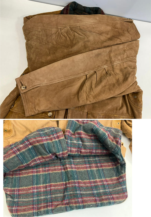 ウィリスアンドガイガー Willis & Geiger ハンティング ヌバック レザージャケット ウール チェックライナー  ジャケット ブラウン Mサイズ 101MT-4753