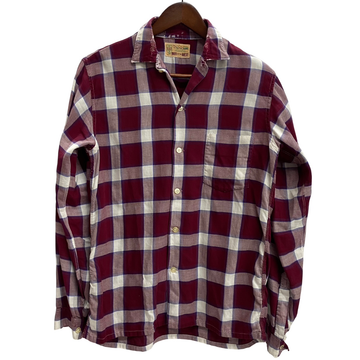 【曜日割引対象外】 ヴィンテージ vintage ~60's MEN OF THE WEST レーヨン チェックシャツ 長袖シャツ レッド 201MT-4702 VB