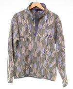 パタゴニア PATAGONIA 90's USA製 ハーフボタン プルオーバー シンチラ フリース LEAF 総柄 25200 ジャケット グリーン Lサイズ 103MT-3072