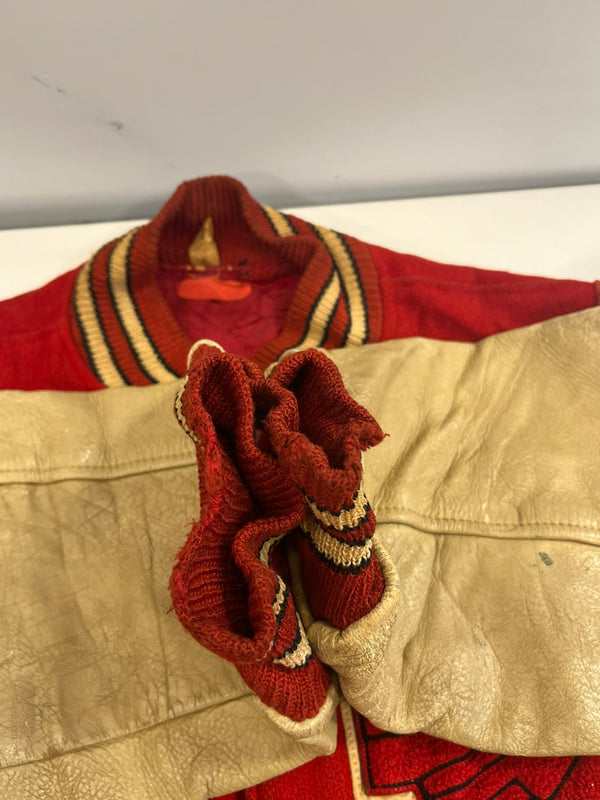 ヴィンテージ vintage 60's～ 60年代 BUTWIN バトウィン ウール スタジャン バーシティジャケット アワードジャケット  Red Knights 袖レザー ツートン ベージュ 44 ジャケット レッド 101MT-5454