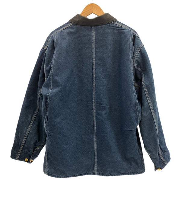 カーハート Carhartt 90's 90年代 デニム チョアコート カバーオール 金ボタン ワッペン VINTAGE ヴィンテージ 46 ジャケット ブルー 101MT-5155