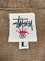ステューシー STUSSY OLD オールド クラウンタグ 白タグ USA製 コーデュロイ ジャケット 茶 ジャケット ワンポイント ブラウン Lサイズ 104MT-2011