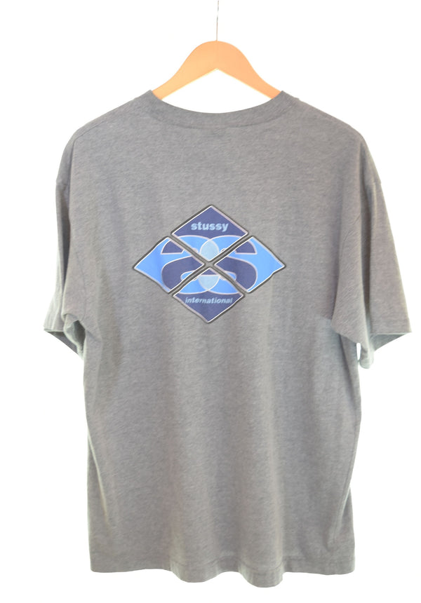 ステューシー STUSSY 90'S OLDSTUSSY ダイヤ SSロゴ プリント 半袖Tシャツ Tシャツ グレー Mサイズ 103MT-2608