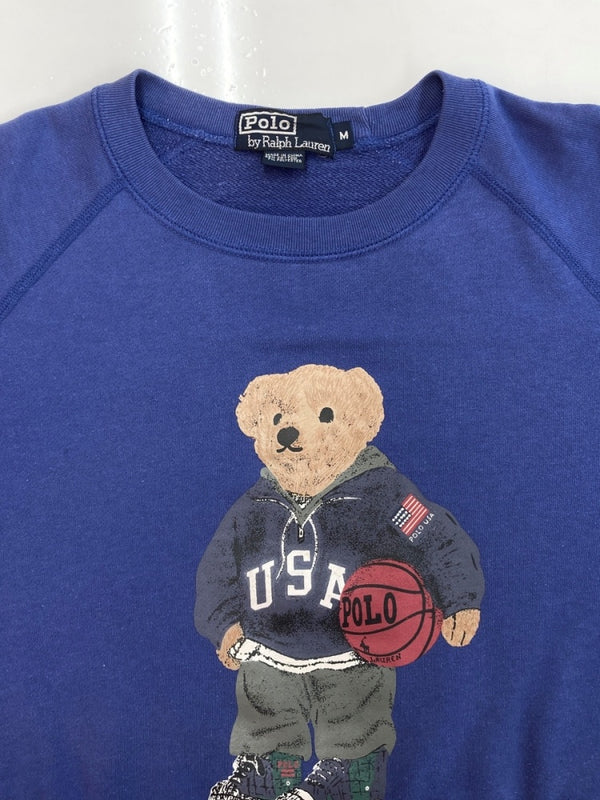 ラルフローレン RalphLauren 90s POLO BEAR SWEATSHIRT ポロ ベア スウェットシャツ トレーナー プリント 青 スウェット ロゴ ブルー Mサイズ 104MT-2304