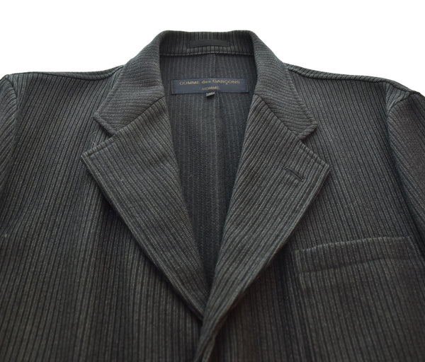 コムデギャルソン COMME des GARCONS HOMME 90s AD1999 田中オム期 ウールコート 比翼仕立て パイピング 90's HJ-04008M コート ブラック Mサイズ 103MT-3355