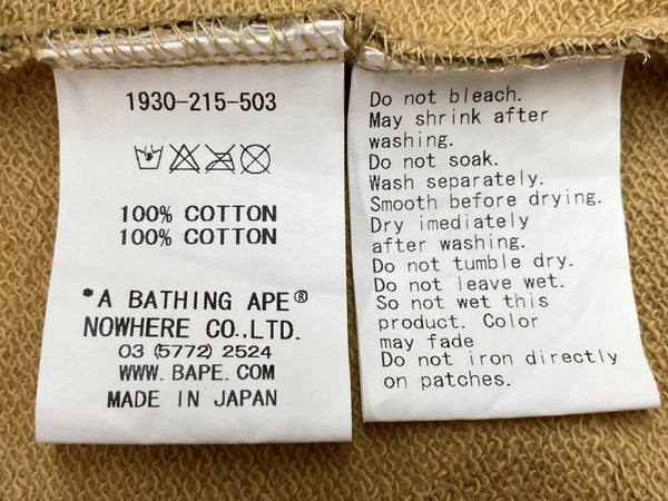 アベイシングエイプ A BATHING APE プルオーバー パーカー フーディ ダブルジップ カモフラ 迷彩柄 カモ ロゴ刺繍 コットン 日本製 BEIGE 1930-215-503 パーカ ワンポイント ベージュ Sサイズ 104LT-141