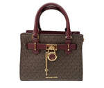 マイケル・コース MICHAEL KORS HAMILTON サッチェル スモール MK シグネチャー ロックチャーム ショルダーバッグ ハンドバッグ クロスボディ BROWN 茶色 ボルドー BORDEAUX  35F1GHMS2B150 バッグ レディースバッグ 2way・3wayバッグ 総柄 ブラウン 104B-47