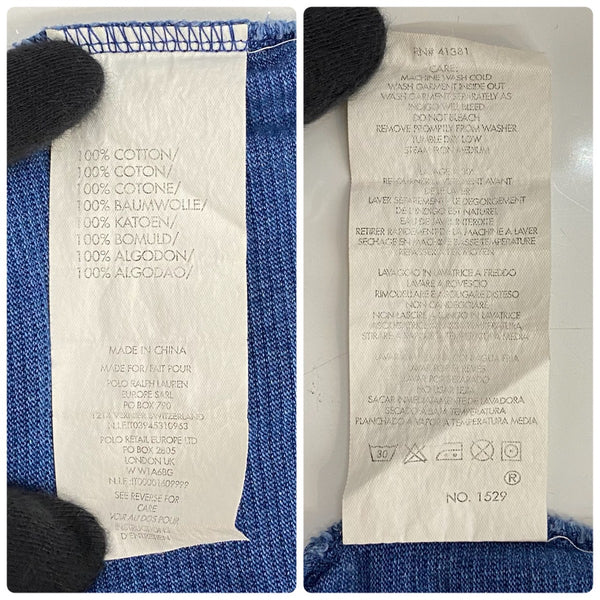 【曜日割引対象外】 ダブルアールエル RRL 初期 デニム切替 マチ付き 長袖カットソー ブルー XLサイズ 201MT-4088 VB