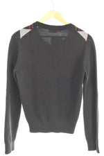 セリーヌ Céline Argyle アーガイル柄 Vネック ウール 長袖ニット セーター  ブラック SSサイズ 103MT-3435