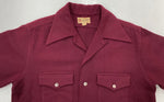ヴィンテージ vintage 40s~ 40年代 Manhattan マンハッタン ウール オープンカラー 開襟 ロングポイント 朱色 サイズ 2 長袖シャツ 無地 ワインレッド 104MT-1312