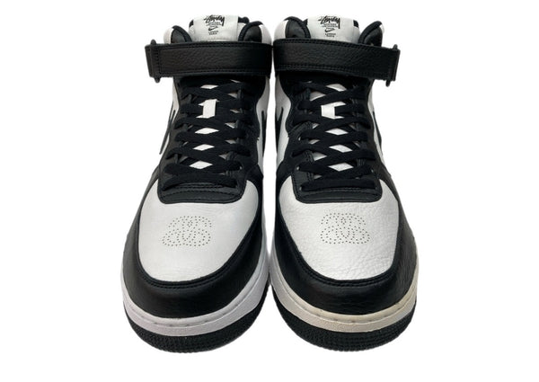 ナイキ NIKE 21年製 × STUSSY ステューシー AIR FORCE 1 07 MID SP エア フォース ミッド AF1 シューズ 白 黒 DJ7840-002 メンズ靴 スニーカー ホワイト 29cm 104S-1043