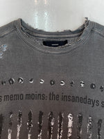 マイナス MINUS BOOTLEG CREW SWEAT ブートレグ クルー スウェット Nine Inch Nails ダメージ加工 トレーナー 裏起毛 黒 サイズ 1 スウェット プリント ブラック 104MT-1590