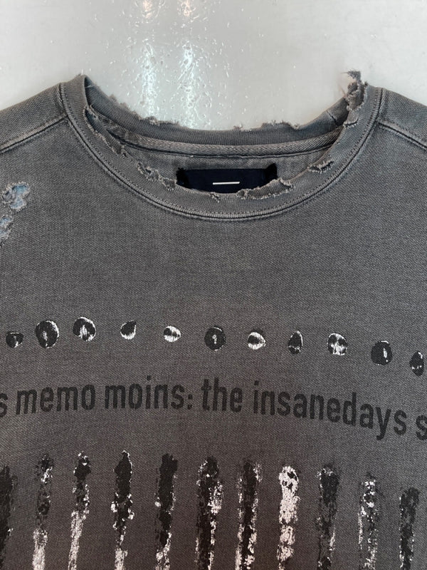 マイナス MINUS BOOTLEG CREW SWEAT ブートレグ クルー スウェット Nine Inch Nails ダメージ加工 トレーナー 裏起毛 黒 サイズ 1 スウェット プリント ブラック 104MT-1590