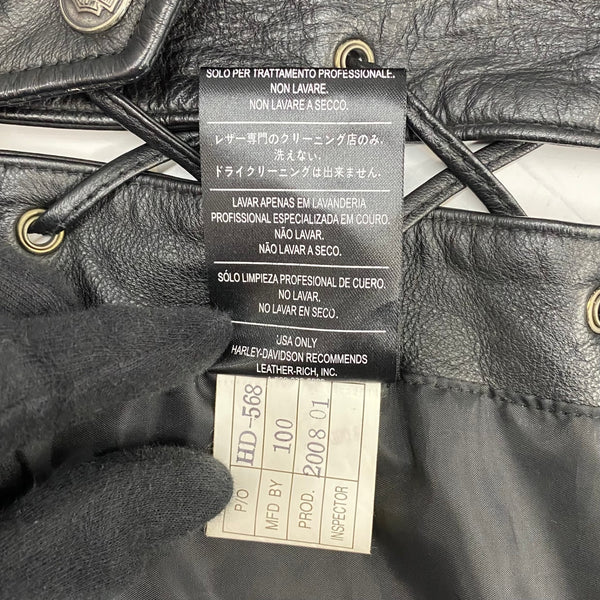 【曜日割引対象外】 ハーレーダビッドソン HARLEY DAVIDSON レザーベスト ベスト ブラック Sサイズ 201MT-3960 VB