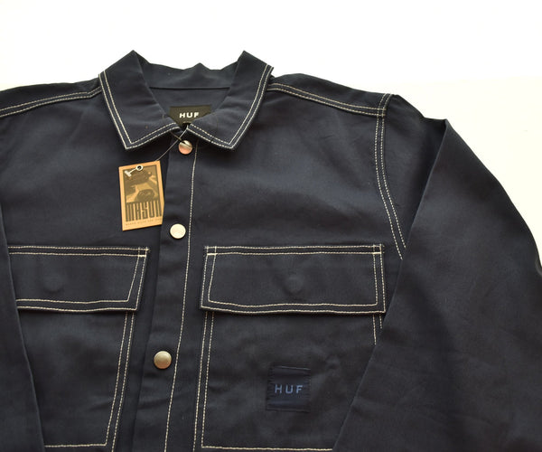ハフ HUF MASON SHACKET コントラスト ステッチ ジャケット コットンツイル 24AW フレンチ ワーク ウェア  MASON SILVA ジャケット ネイビー Sサイズ 103MT-1778