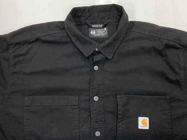 カーハート Carhartt RUGGED FLEX RELAXED FIT SHIRT JACKET シャツジャケット フリース ライナー 黒 ジャケット 無地 ブラック 2XLサイズ 104MT-1937