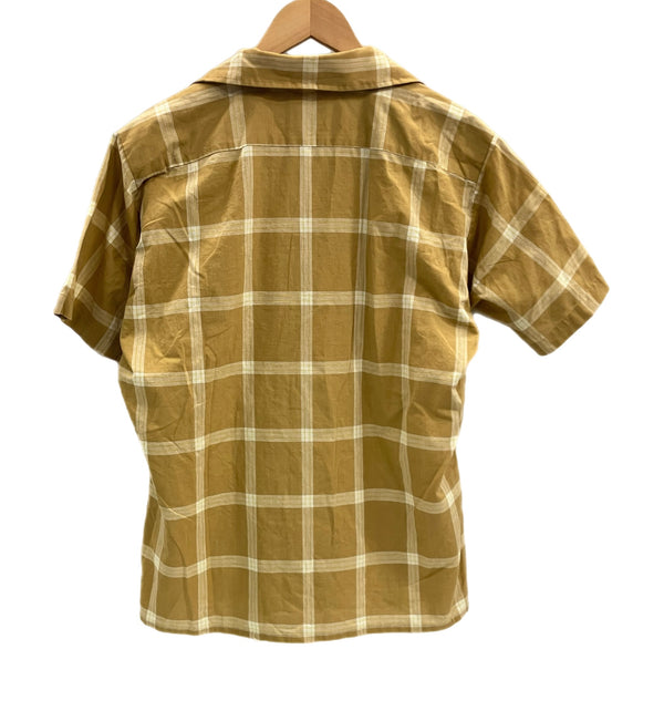 ヴィンテージ vintage 60’s~ 60年代~ Arrow King Cotton オープンカラーシャツ 開襟 ループカラー チェック ボックス 半袖シャツ ブラウン Mサイズ 101MT-4899