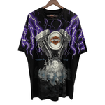 【曜日割引対象外】 ハーレーダビッドソン Harley Davidson 90's Thunder & Lightning USA製 Hanes Tシャツ ブラック XLサイズ 201MT-4201 VB