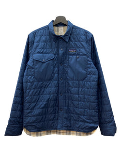 パタゴニア Patagonia 14AW REVERSIBLE QUILTING JACKET リバーシブル キルティング ジャケット 裏チェック ボタン アウター 紺 27500FA14 ジャケット ロゴ ネイビー Sサイズ 104MT-2157