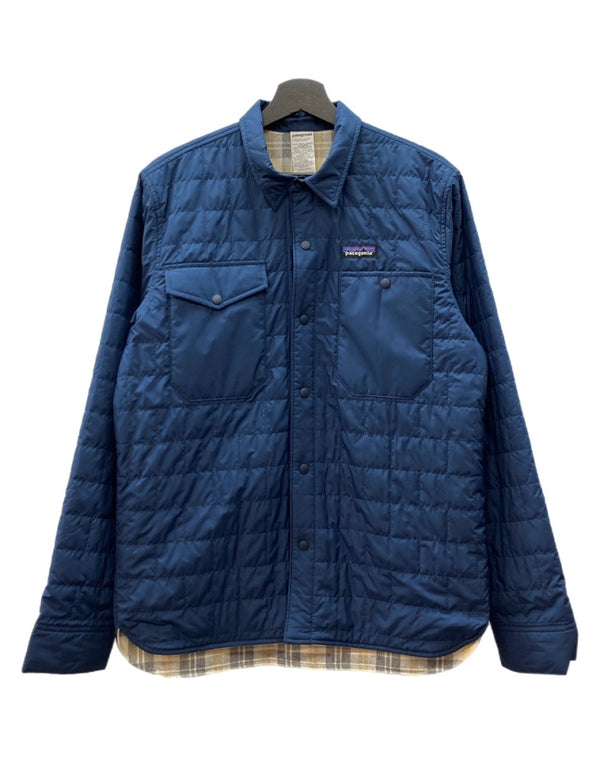 パタゴニア Patagonia 14AW REVERSIBLE QUILTING JACKET リバーシブル キルティング ジャケット 裏チェック ボタン アウター 紺 27500FA14 ジャケット ロゴ ネイビー Sサイズ 104MT-2157