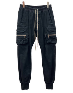 リックオウエンス Rick Owens 21SS MASTODON CARGO PANTS マストドン カーゴ パンツ スウェット ボタン ズボン 黒 無地 RU21S6396-BA カーゴパンツ ブラック US 38 104MB-384
