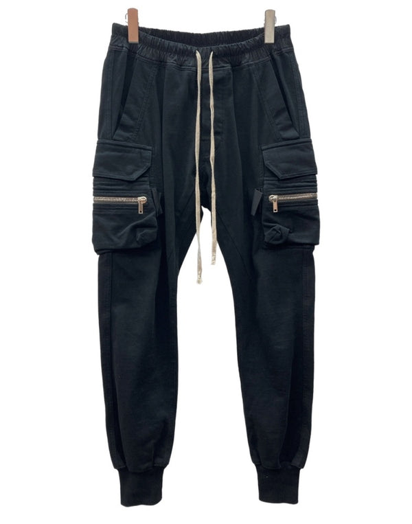 リックオウエンス Rick Owens 21SS MASTODON CARGO PANTS マストドン カーゴ パンツ スウェット ボタン ズボン 黒 無地 RU21S6396-BA カーゴパンツ ブラック US 38 104MB-384